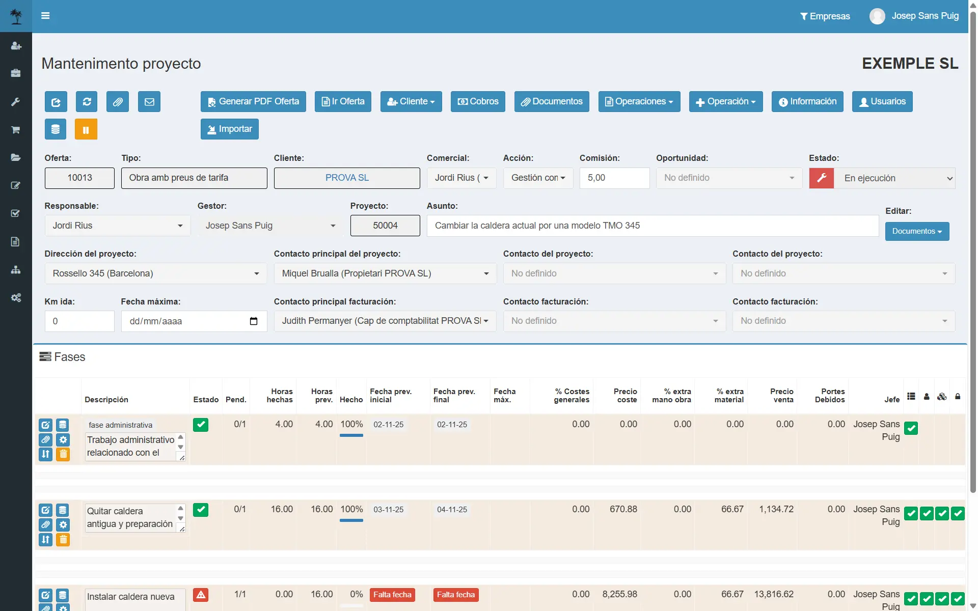 Captura: editar proyecto